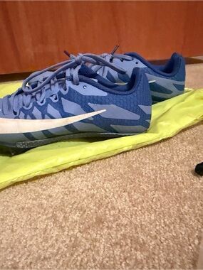 Blue/Purple Athletic Cleats with White Swoosh